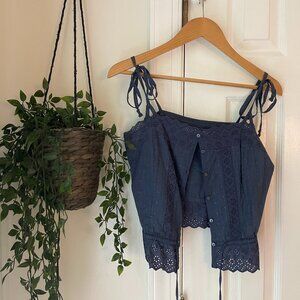 Abercrombie & Fitch Lacey Square Neck Crop Top | Size M